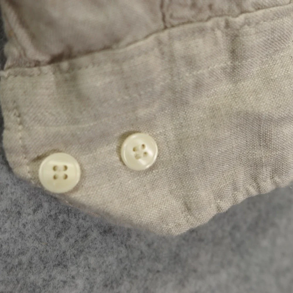 Banana Republic Mens European Linen Shirt S Oatmeal Neutral Standard Fit Summer